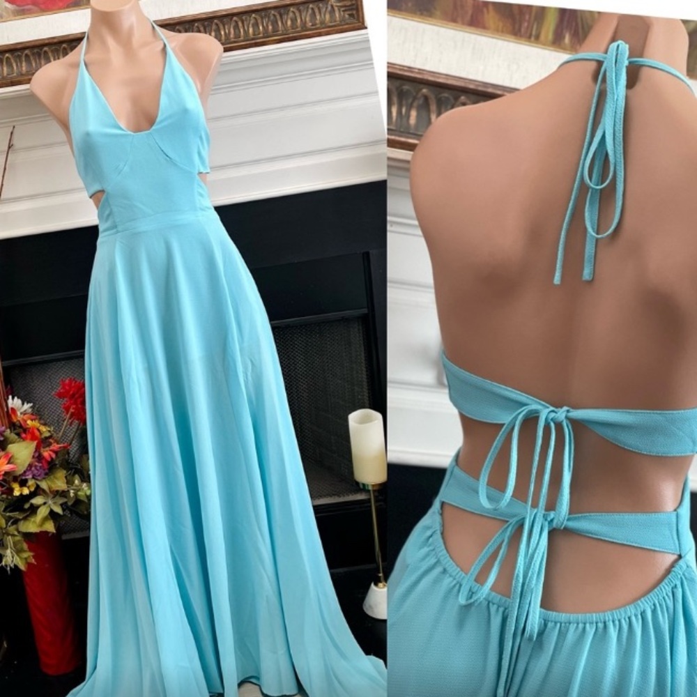 SHEIN Light Blue Backless Dress